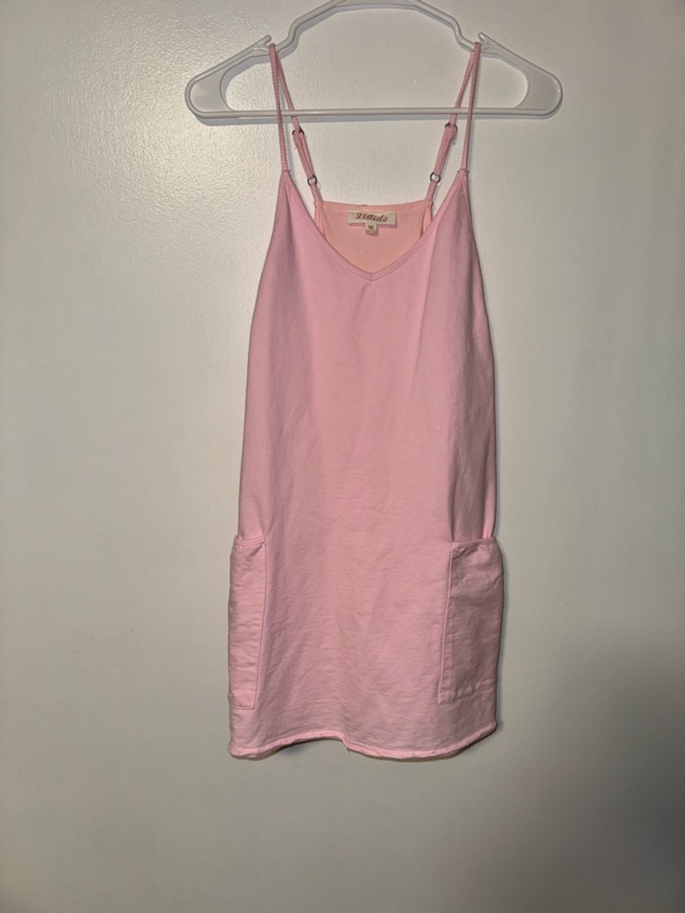 Listicle Pink Romper Dress Built-In Shorts Mini Cami Pockets Medium
